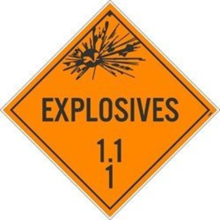 NMC PLACARD, EXPLOSIVES 11 1,  DL130UV100